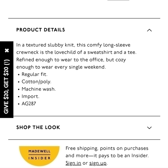 MADEWELL Textured Crewneck Gray Sweatshirt, sz Small - Picture 15 of 15